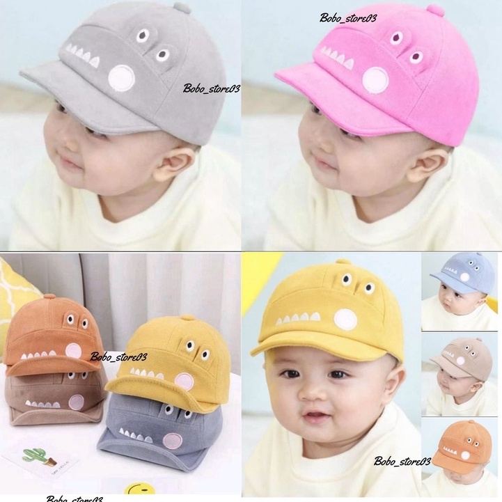 topi anak bayi laki laki perempuan lucu karakter crocodile premium-abu tua