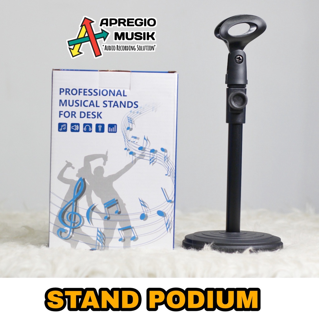 Stand Mic Meja podium podcast broadcasting pendek lurus