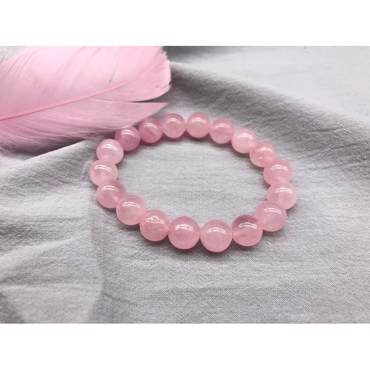 Gelang Wanita Batu Alam Natural Rose Quartz Gemstone Bracelet 8 mm