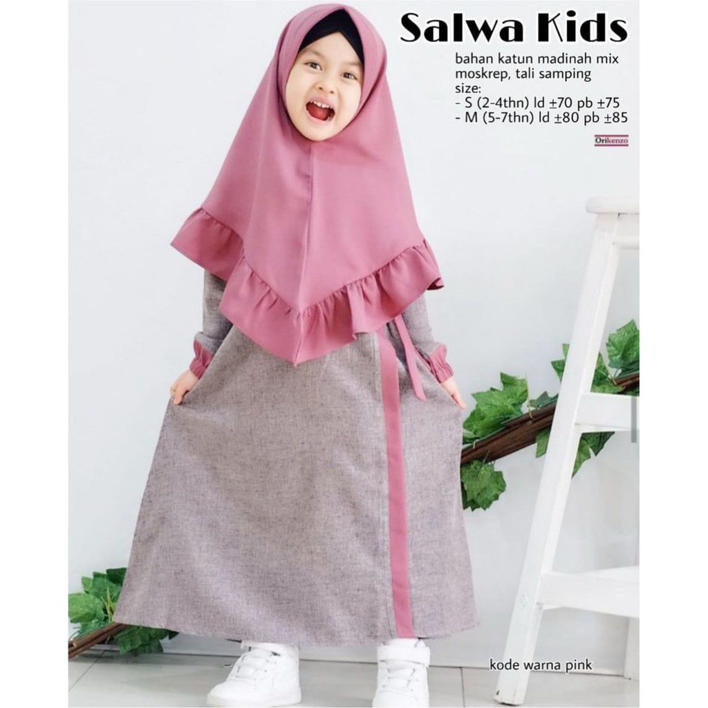 SET GAMIS ANAK KATUN MADINA USIA 2-7 TAHUN SALWA BY ORIKENZO