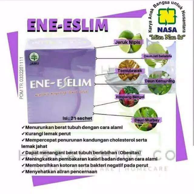 Ene Eselim Nasa / Extrak Slim Nasa / Eslim Nasa / Minuman Pelangsing / diet sehat / produk nasa