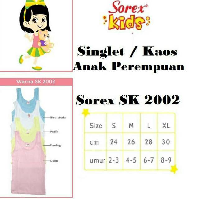 READY BANDUNG Singlet Sorex , Singlet Anak Sorex Cowo Cewe , Singlet 2001 &amp; 2002