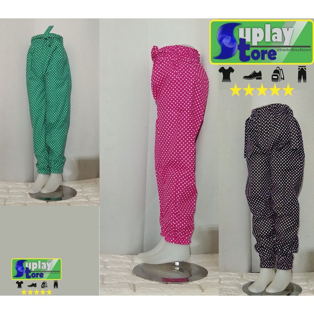 Celana Jogger Anak Perempuan usia 4 sd 15 tahun Motif Polkadot