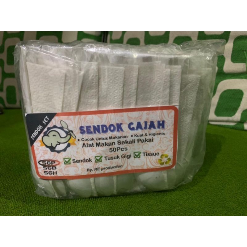 Paket Sendok Garpu plastik Set Catering 50 set (Tissue + Tusuk Gigi) Plastik Steril makanan set bening