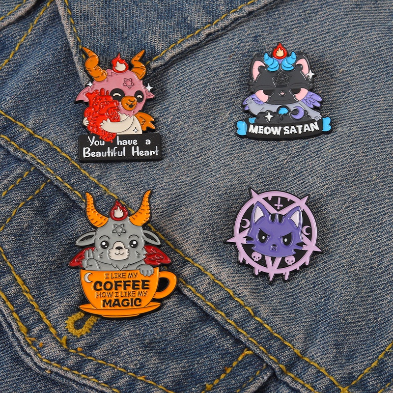 Bros Pin Enamel Bentuk Devil 4 Gaya Untuk Hadiah