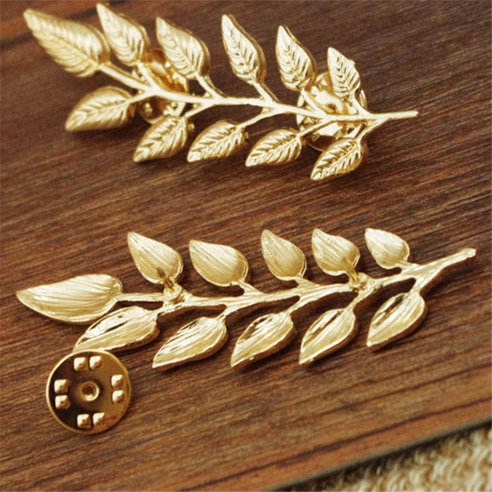 MXBEAUTY Creative Brooch Retro Shirt Classic Collar Pin Fashion Golden Silver Exquisite Buckle Leaves/Multicolor