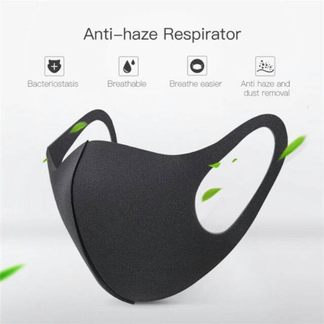 Masker kain hitam polos bahan scuba lembut bisa dicuci dewasa anak