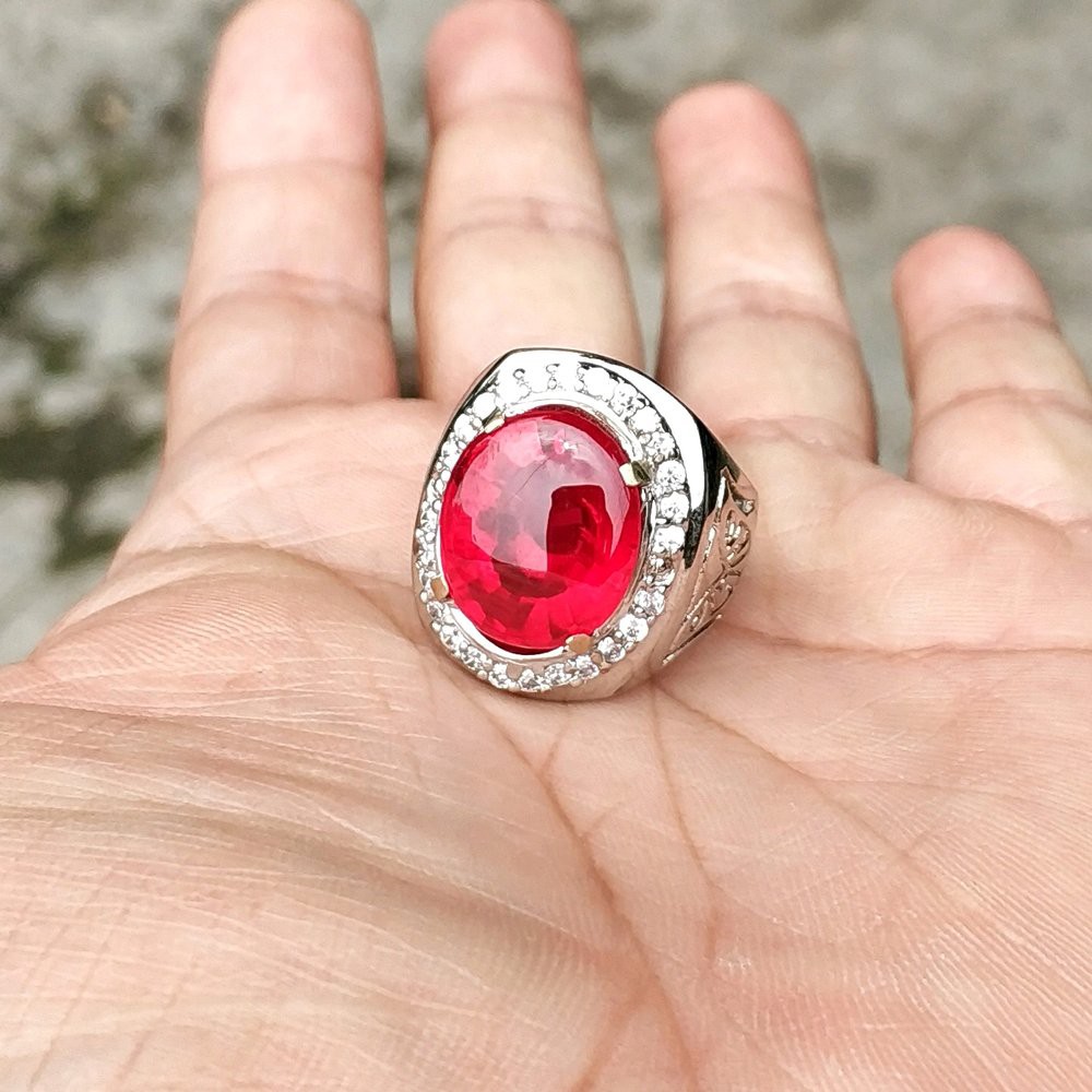 CINCIN BATU AKIK PERMATA RED FIRE OPAL LUSTER API MENYALA KANTORAN PUNYA