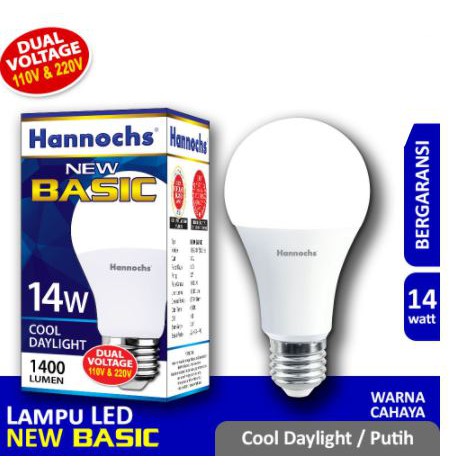 Lampu LED Hannochs Basic LED Bulb 14W Putih GARANSI