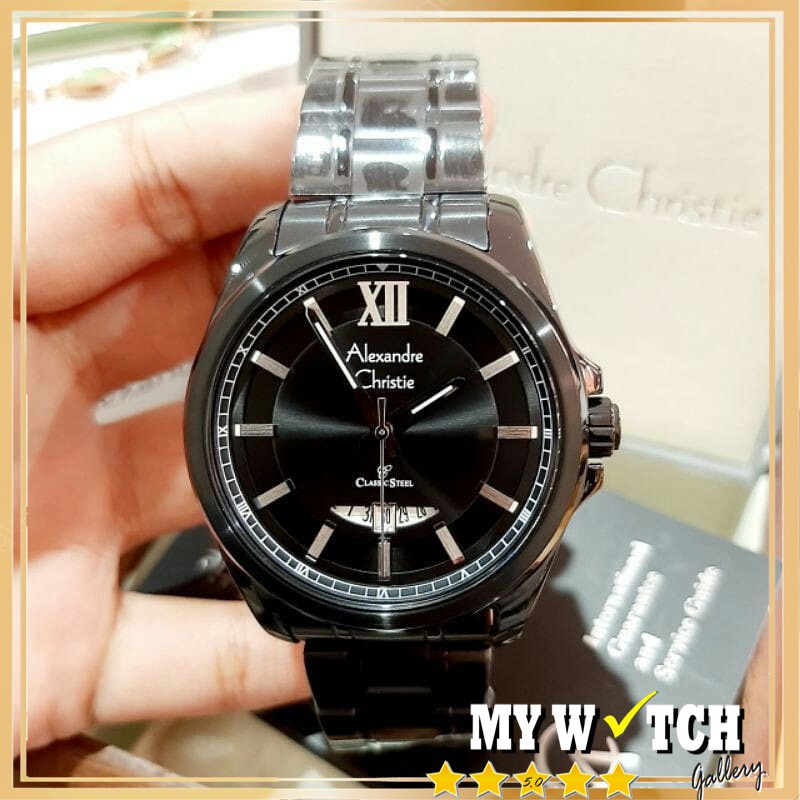 Alexandre Christie AC 8473 MD / 8659 MD Black Jam Tangan Alexander Christie Pria Original Diameter 4