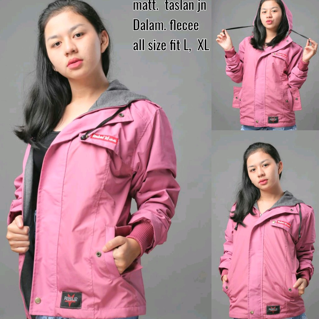 Jaket Parasut Cewek Bolak balik Parka Wanita Anti Air Original blessher hoodie bisa lepas pasang