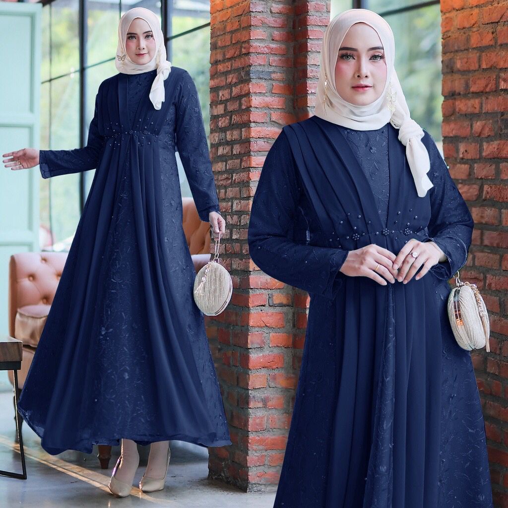 Aisha Baju Muslim Wanita Jumbo Gamis Brukat Tile Remaja Dewasa Premium Fashion Gamis Kondangan