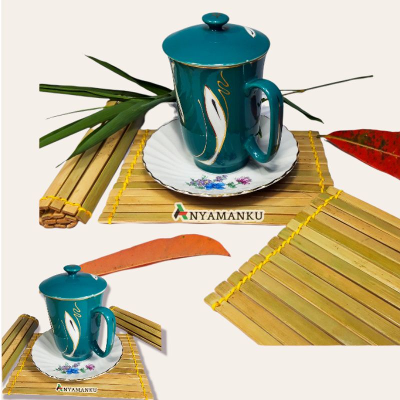 Tray Bambu/Placemate Anyaman Bambu/Tatakan piring/Bamboo mat/Alas Piring bambu/Tatakan gelas