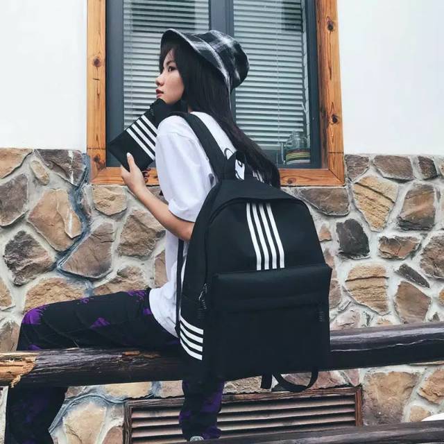 Tas Sekolah Ransel Pria Wanita Polister Fashion Tas Sekolah Siswa untuk Remaja Perempuan Ransel Wanita Warna Polos Kualitas Tas Buku Travel Santai