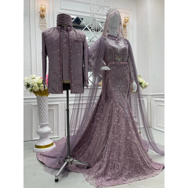 Gaun pengantin couple/gaun pengantin duyung mutiara