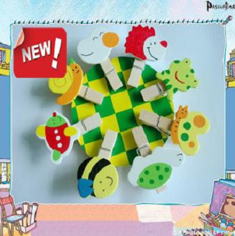 Set Jepit / Klip Kayu Mini Motif Kartun Hewan (Isi 8)