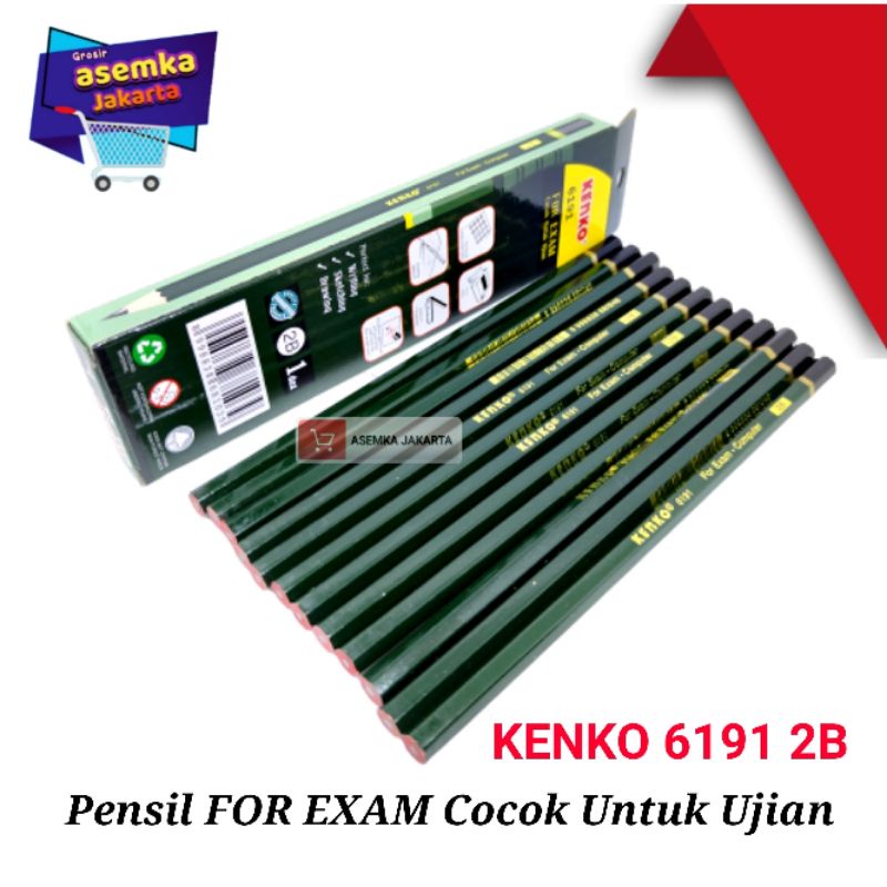 Pensil KENKO 6191 6388 2B For Exam cocok untuk Ujian isi 12pcs