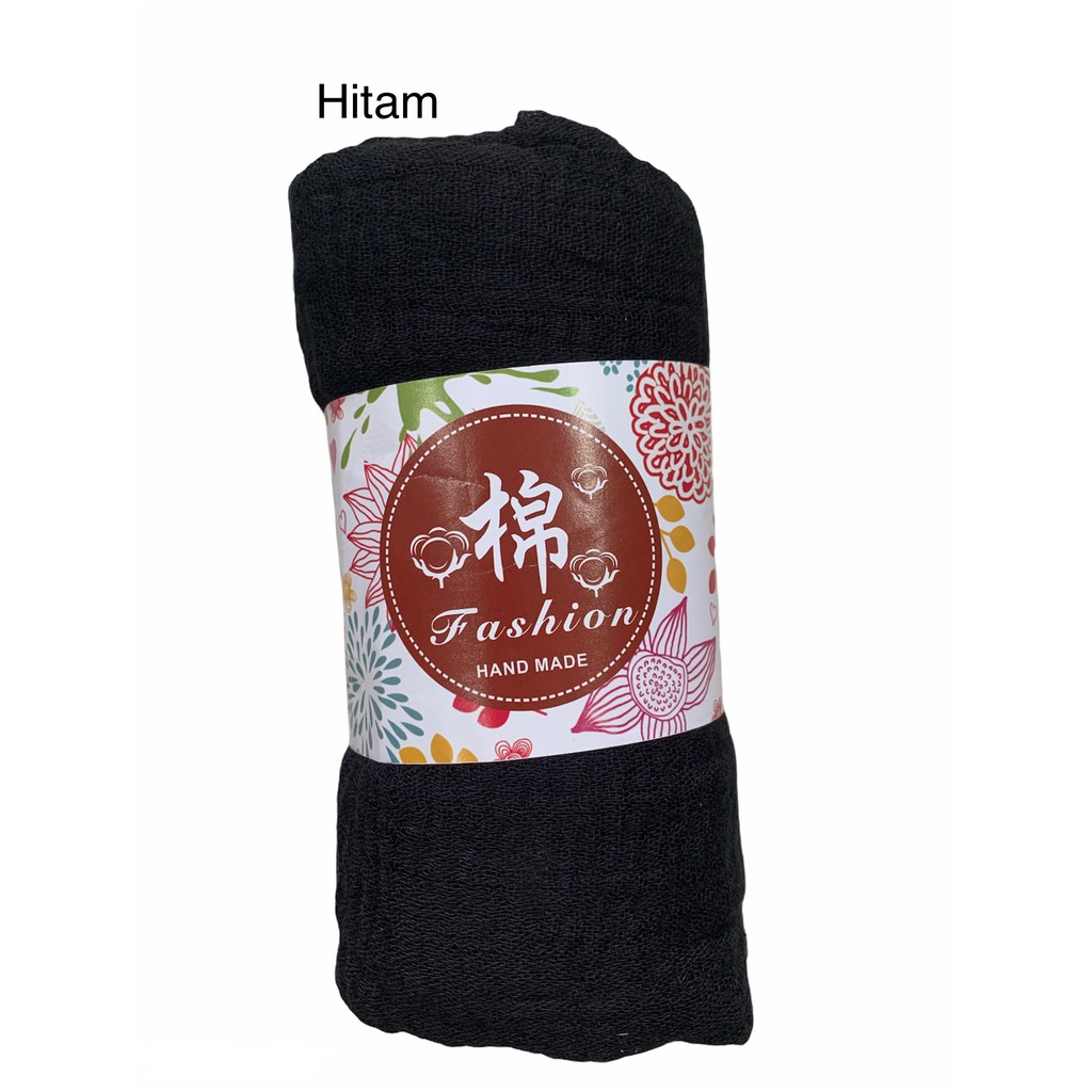 RI04-RI06 FUNSTORE HIJAB PASHMINA CRINKLE SHAWL COTTON WIDE JILBAB BAHAN KATUN PREMIUM IMPORT-Hitam