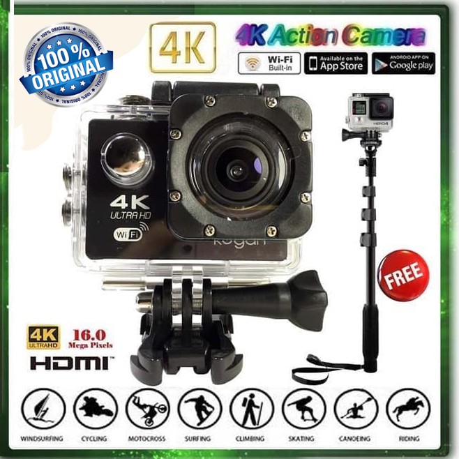 KOGAN original Action Camera 4K 18MP Wifi Free Yunteng Tongsis Bluetooth