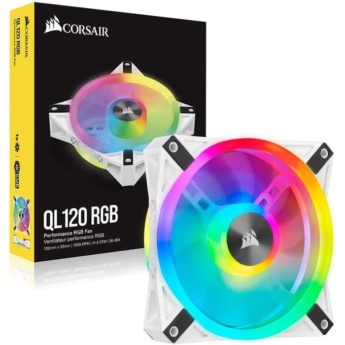 Corsair iCUE QL120 RGB 120mm PWM Single Fan BLACK atau WHITE