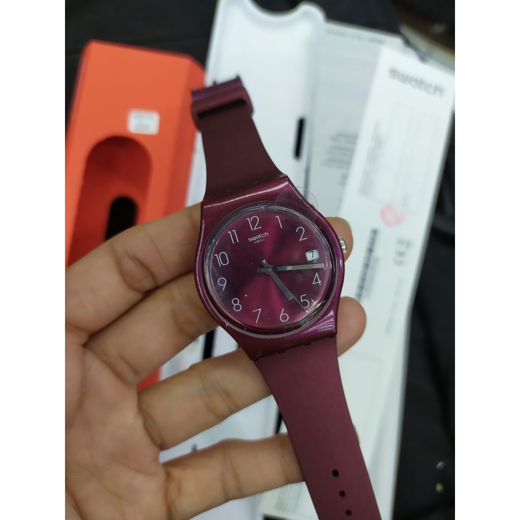 Swatch Analog Jam Tangan Wanita Karet Unisex GR405 REDBAYA Original