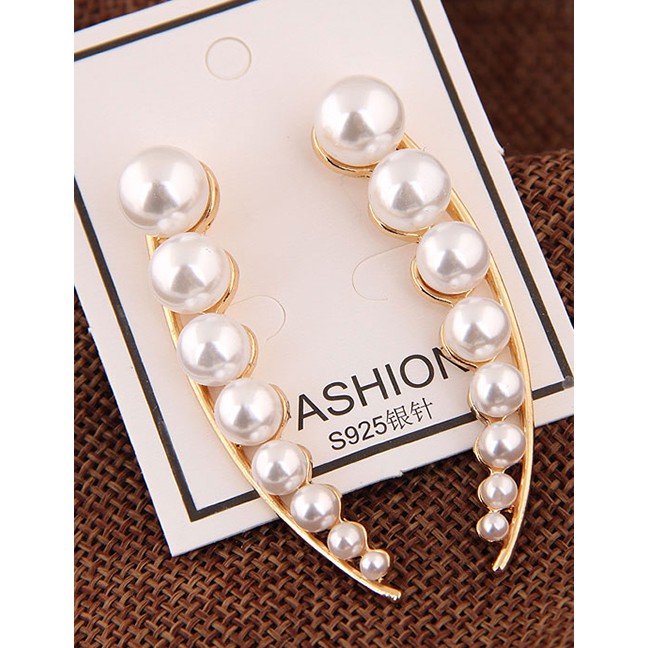 LRC Anting Tusuk Fashion Gold Pearl Earrings A57886
