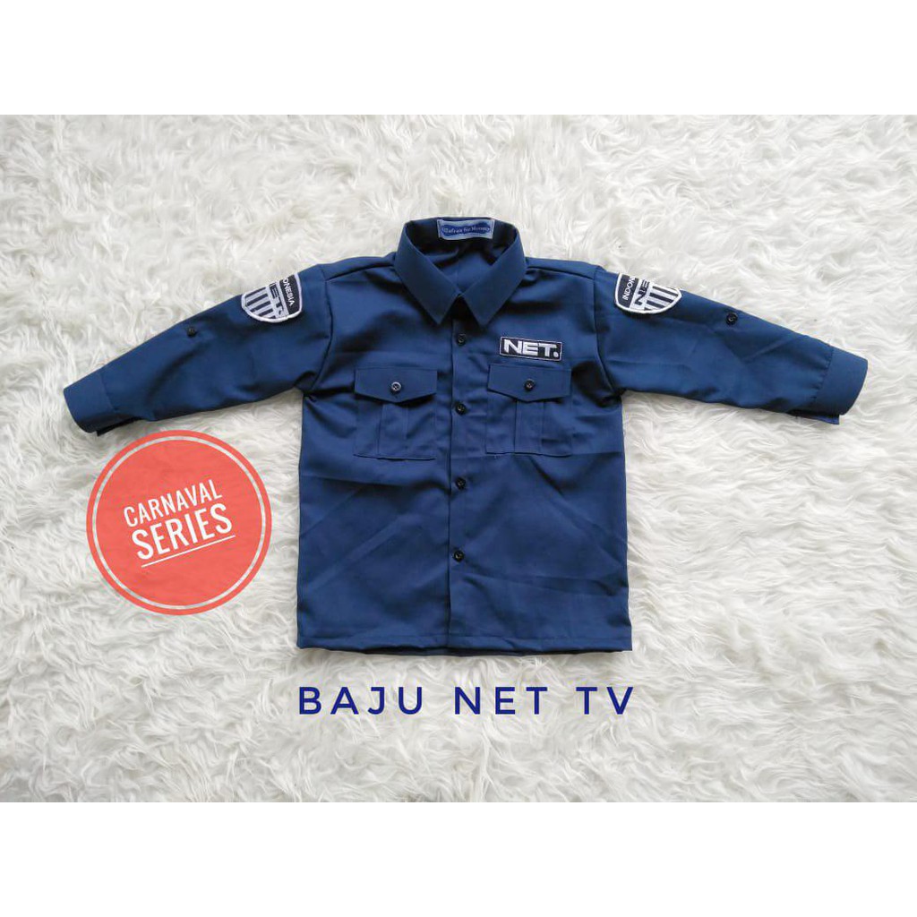 KEMEJA LENGAN PANJANG NET TV ANAK WARNA NAVI