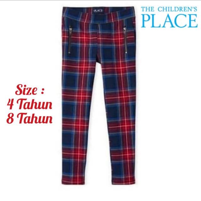 Celana Jegging The Children's Place Anak Perempuan Cewek Kotak Merah - Jegging Place