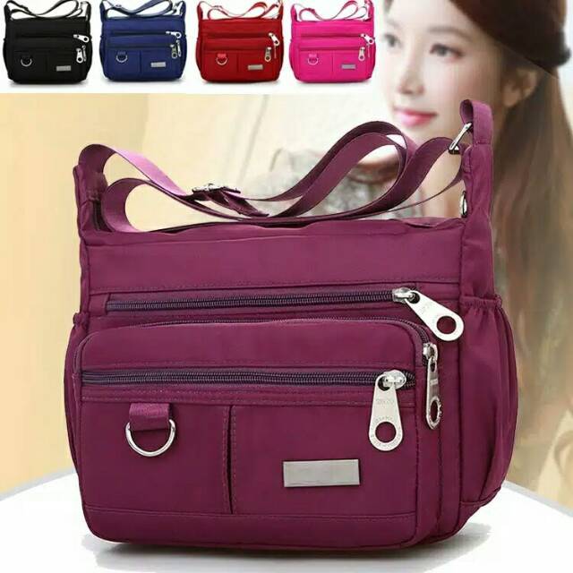 Tas Bahu / Selempang Casual Bahan Nilon Anti Air untuk Wanita
