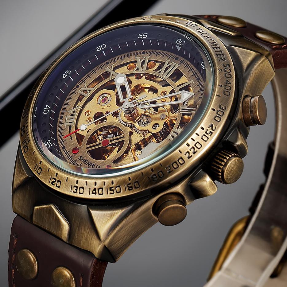 [🆕SUCCESS✔️] J56 -JAM TANGAN FNGEEN KULIT Otomatis-Tali Kulit - Asli Original - Anti Air - Kata Seti