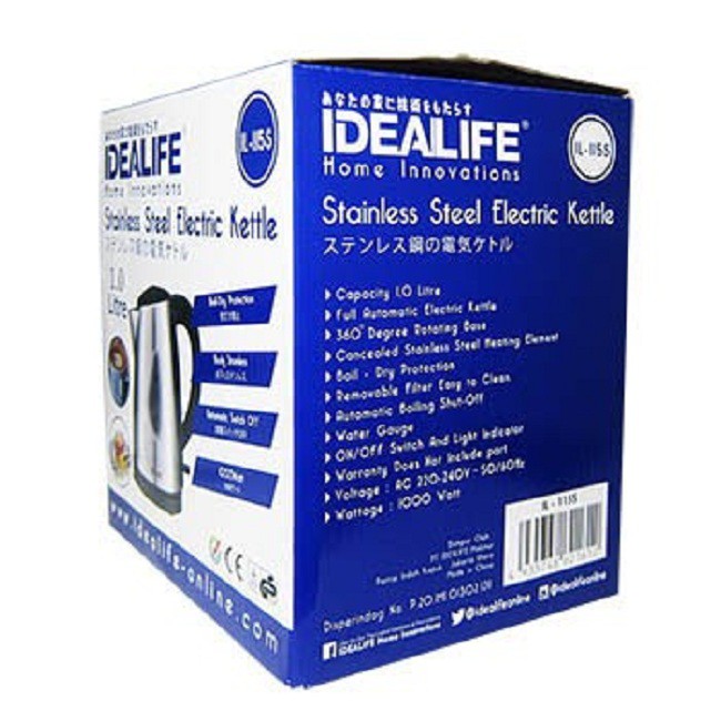 IDEALIFE - Auto Stainless Electric Kettle - Teko Listrik (1.0L) (IL-115s)
