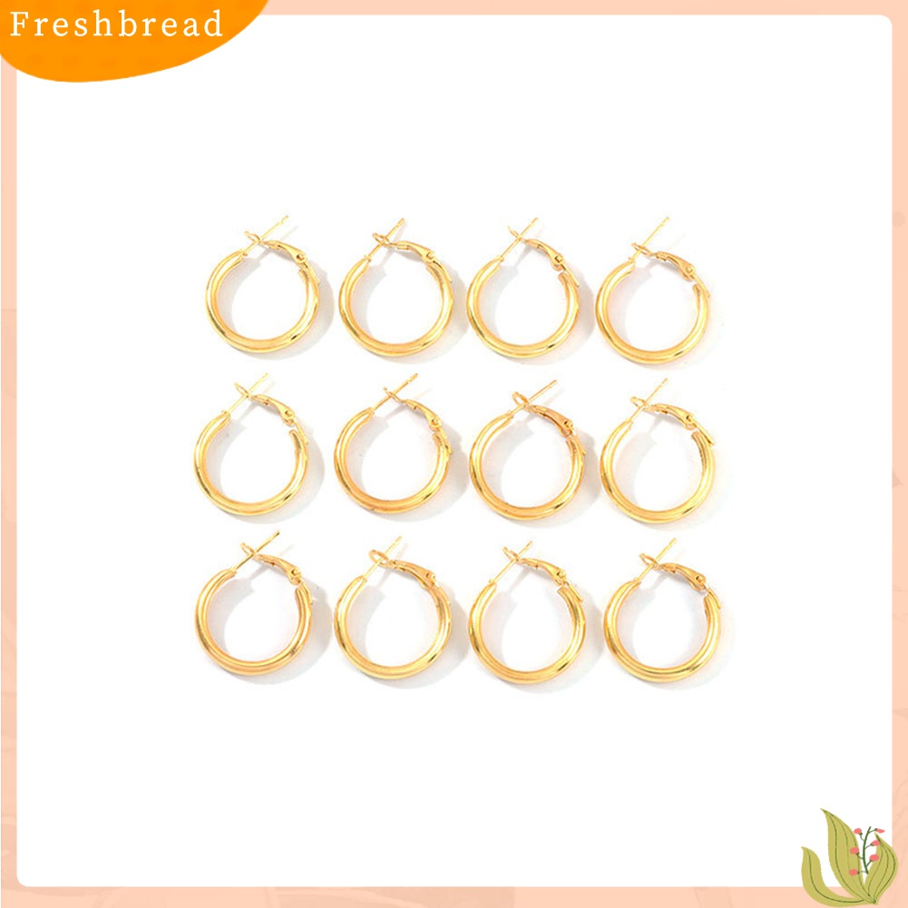 Terlaris 12Pcs/Set Fashion Women Circle Dangle Hoop Earrings Piercing Party Jewelry Gift