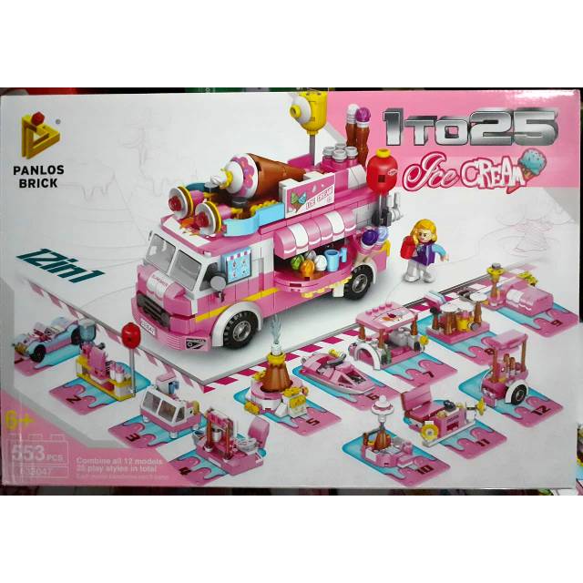 Block Lego Panlos Brick Ice Cream Isi 553pcs 12 in 1