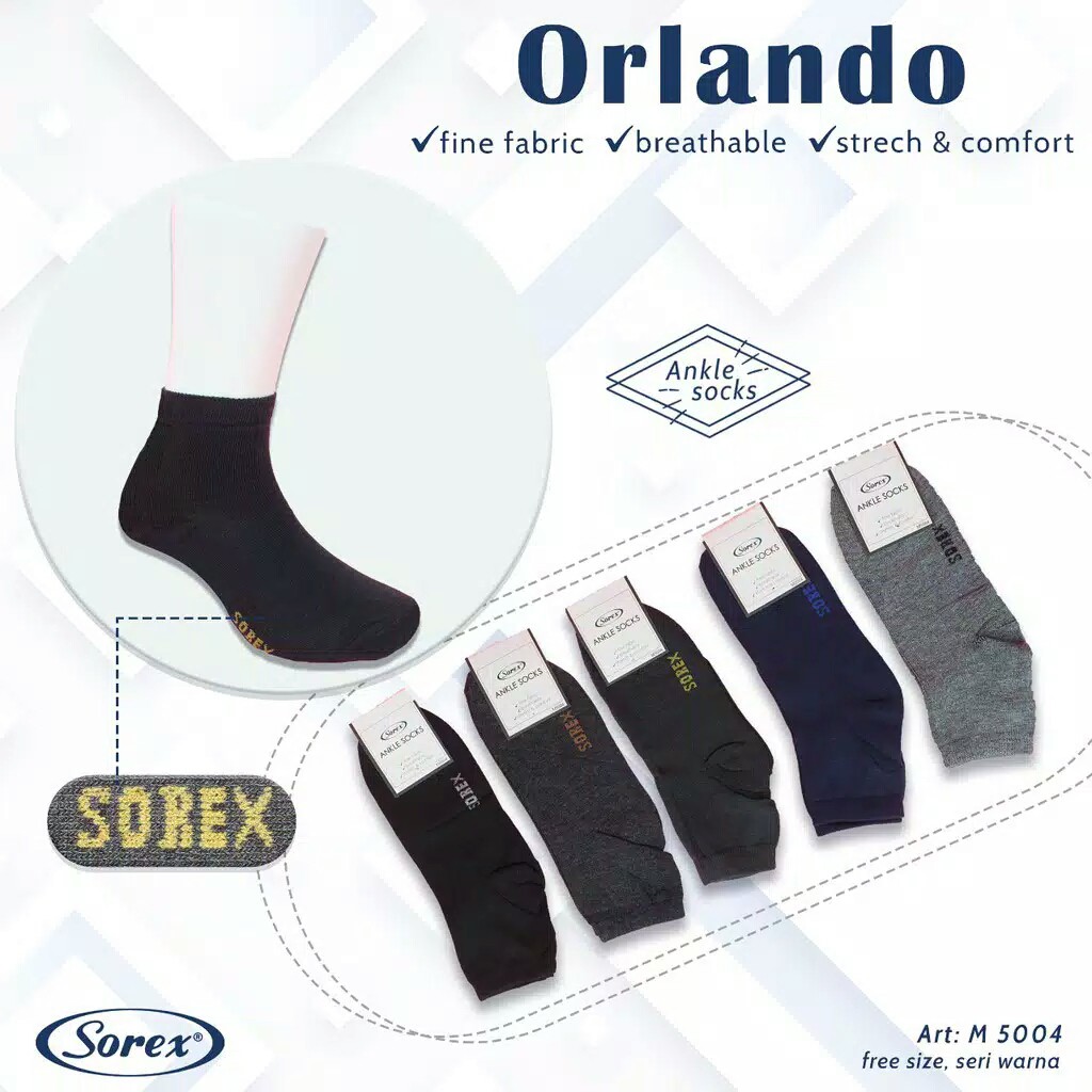 Kaos Kaki Pria Sorex M5004 Ankle Socks Polos Pendek  |ttc