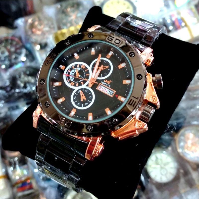 FULL BLACK JAM TANGAN MIRETE ORIGINAL TERBARU