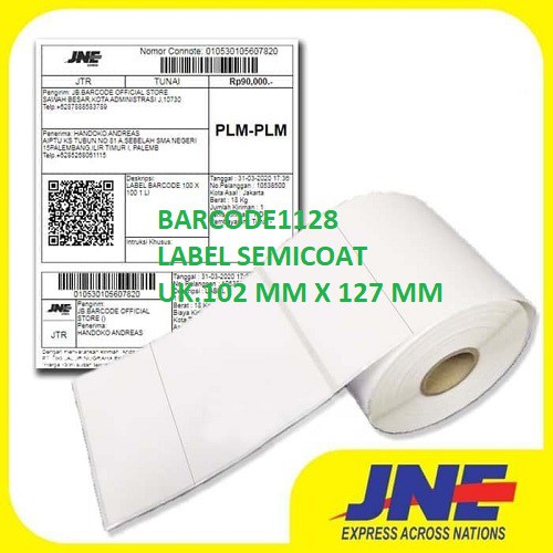 

LABEL JNE STICKER 102mm x 127mm LABEL BARCODE SEMICOAT ISI 500 PCS