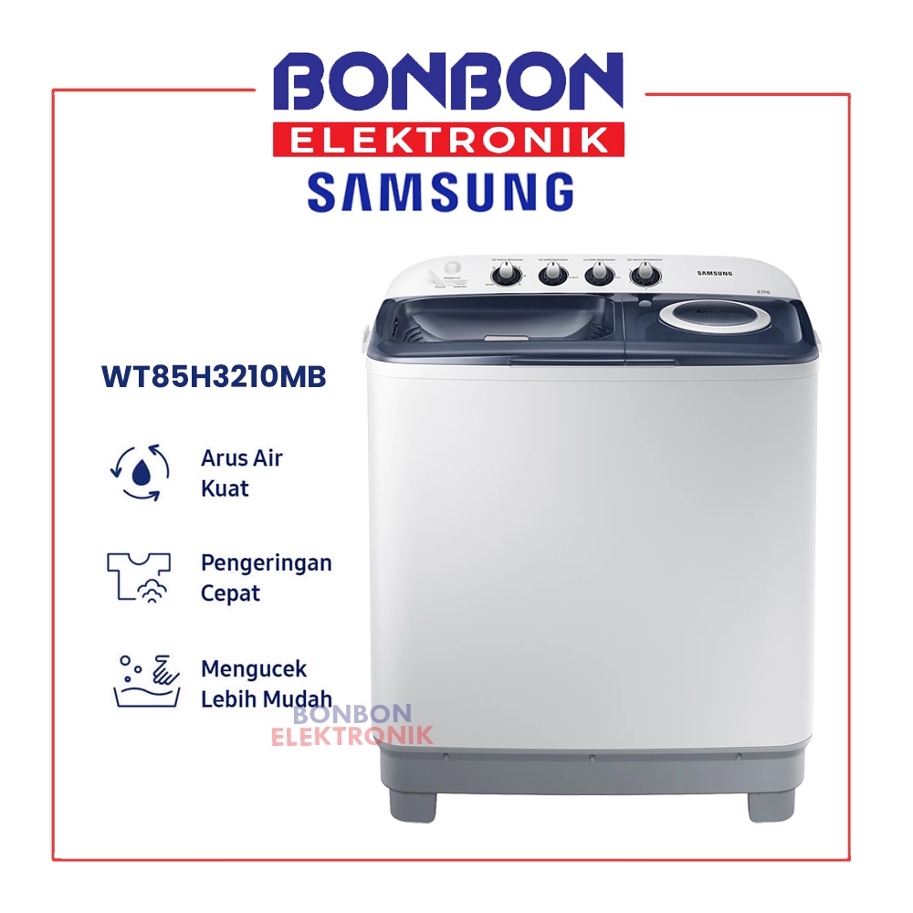 Samsung Mesin Cuci 2 Tabung 8.5kg WT85H3210MB Dynamic Pulsator 8.5 Kg