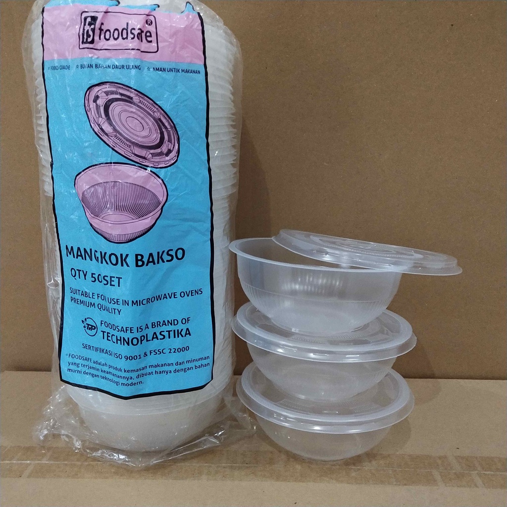 Jual Mangkok Bakso Kuah Sup Plastik 650ml Bening Tebal Termasuk Tutup