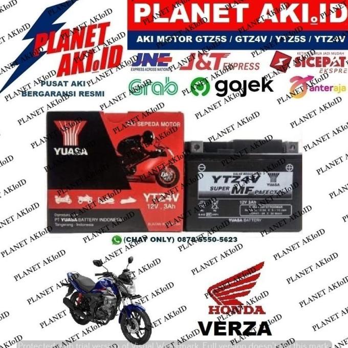 Aki Motor Honda Verza YTZ4V YUASA Accu Kering MF planeta76 Murah