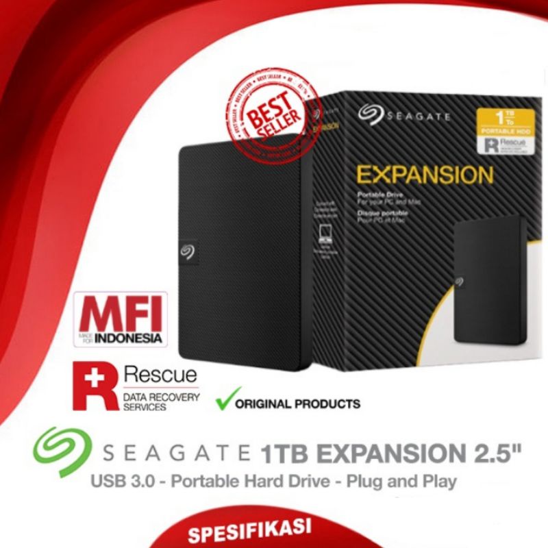 Seagate Expansion USB 3.0 1TB Hard Disk External Original &amp; Garansi Resmi MFI