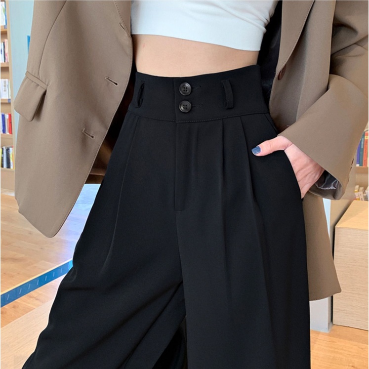 XIAOZHAINV Celana Wanita Korean Style High Waist Loose Pants 9722