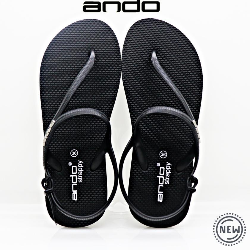 {SMY.02Jl22ᵞ} NEW Ando Tatia Strappy Hitam - Sandal Strapp Wanita