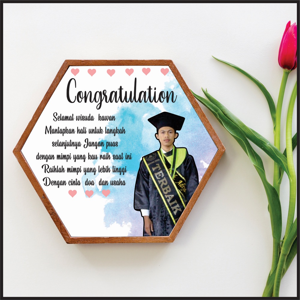 Desain Edit Foto Sketsa kado wisuda  ulang tahun  hadiah pernikahan cetak foto cetak + bingkai HEXAG