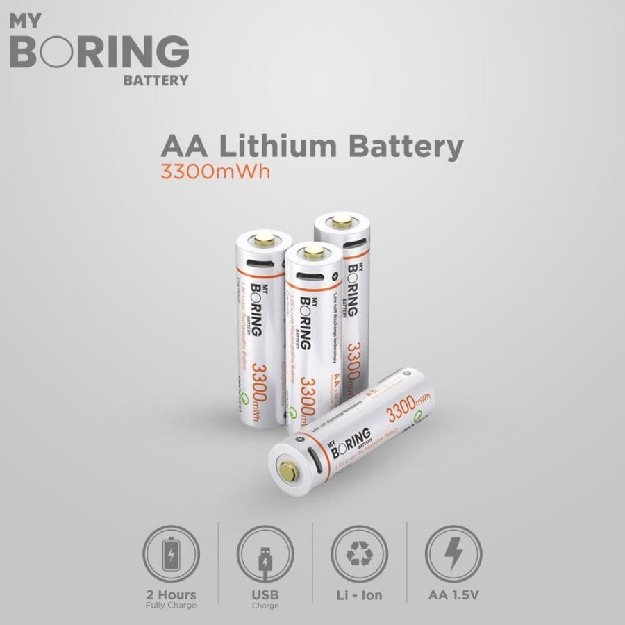 My Boring Battery USB Rechargeable AA Li-ion Baterai 1.5V +Charger 20W