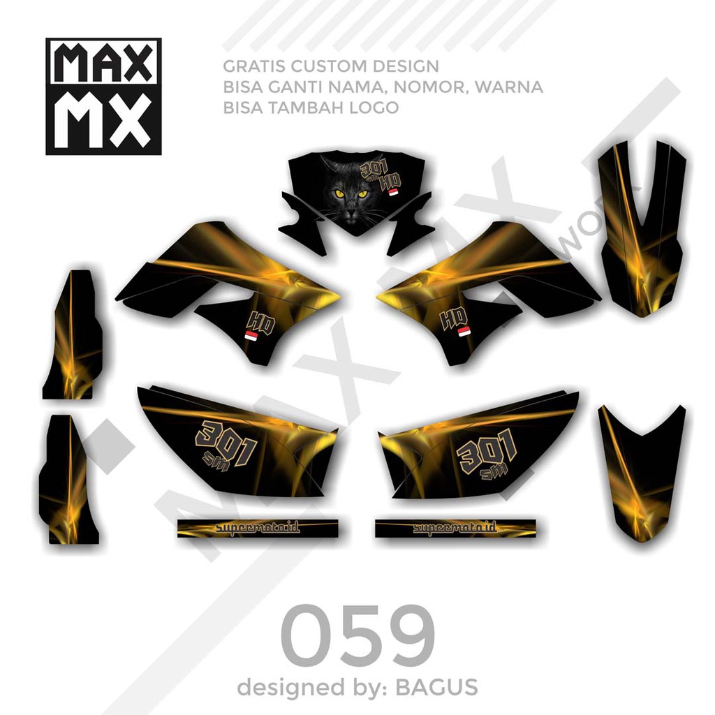 MX-01059 decal klx 150 hitam gold  kucing