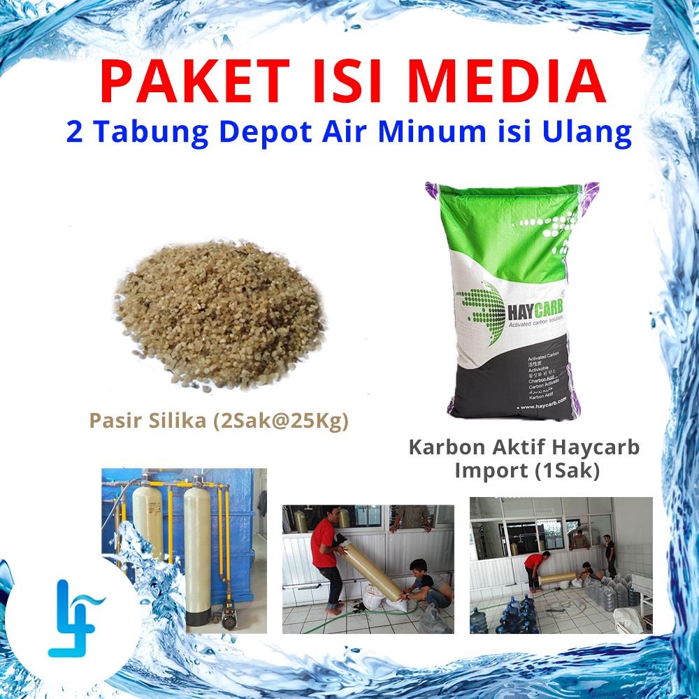 Paket Ganti Isi Media 2 Tabung Filter Air 1054" Depot Air Minum Isi Ulang Mineral Gunung