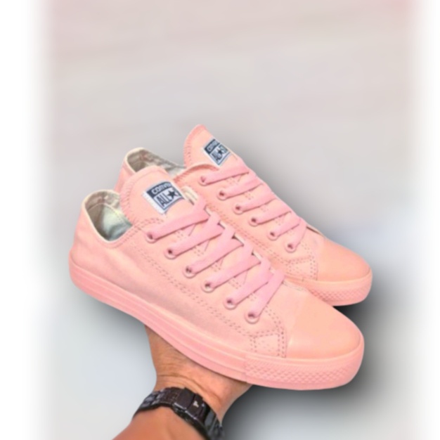 Sepatu wanita peach/pink sneakers kasual kekinian