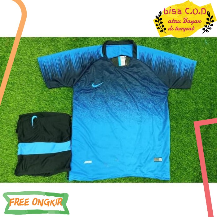 [COD]928 BAJU FUTSAL / BAJU KAOS BOLA OBLONG POLOS PRIA MURAH NIKE GRADASI PRANCIS BIRU IMPORT ORI