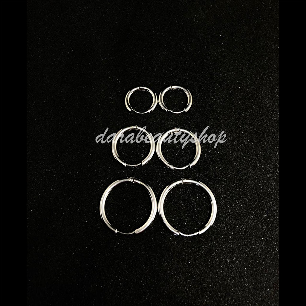 [COD] 1 Pcs Anting Tindik Pria Titanium Model Bulat/Ring Ala Kpop Korean Style Silver