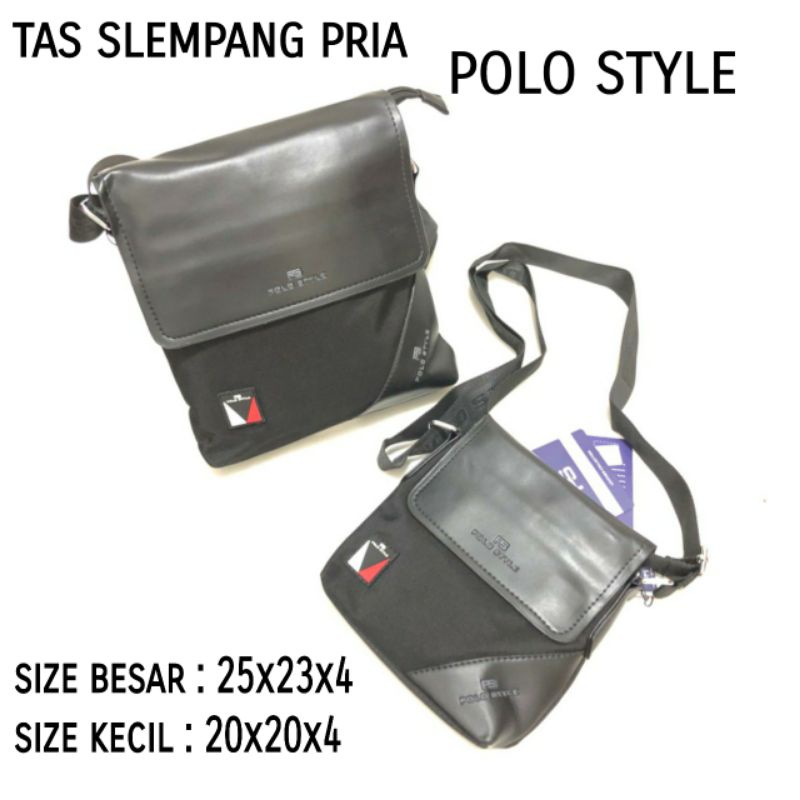 TAS SELEMPANG COWOK TERBARU POLO STYLE WARNA HITAM DAN NAVY TERSEDIA 2 SIZE BESAR DAN KECIL